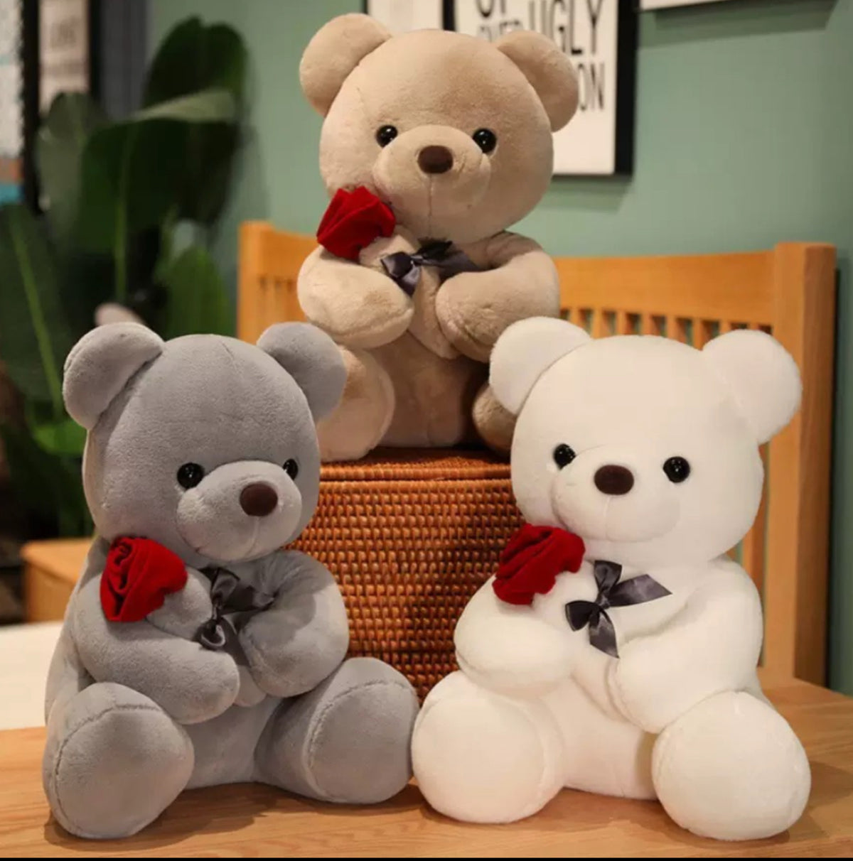 Forever Rose Plush Bear – Beige